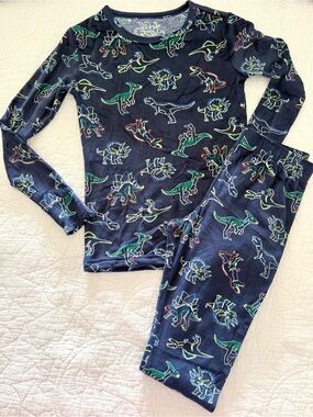 Like New! CAT & JACK Kids Soft Dino Print Long Sleeve Pajama Set in Navy - Sz 12